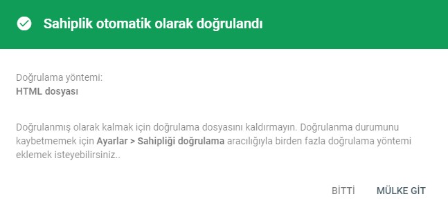 Search Console doğrulama